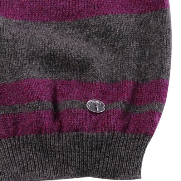 Stripe Cashmere Tube Knit Scarf Stole - Picture 4 of 6